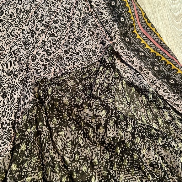 Free People Boho Gypsy Black White Asymmetrical Split Hem Sheer Maxi Skirt 4 XS - Picture 15 of 16